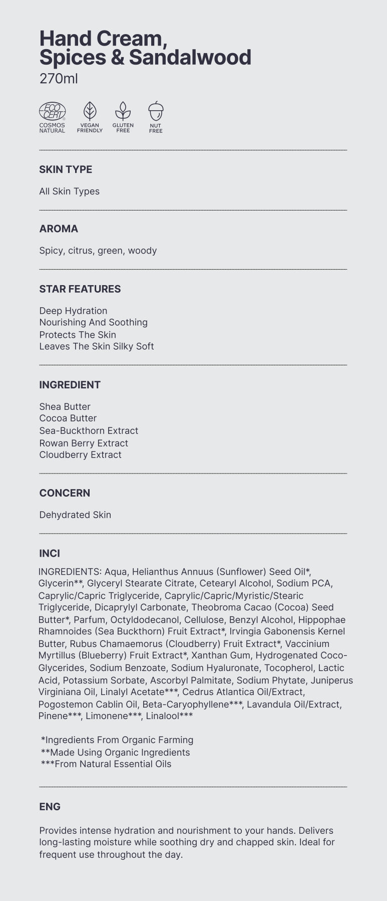 Natuurlijk. Zijdezachte Handcrème, Specerijen & Sandelhout