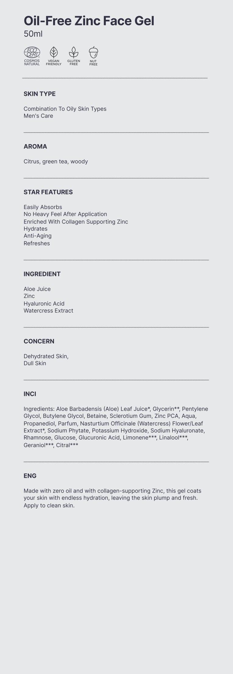 Natuurlijk. Olievrije Zink Gezichtsgel