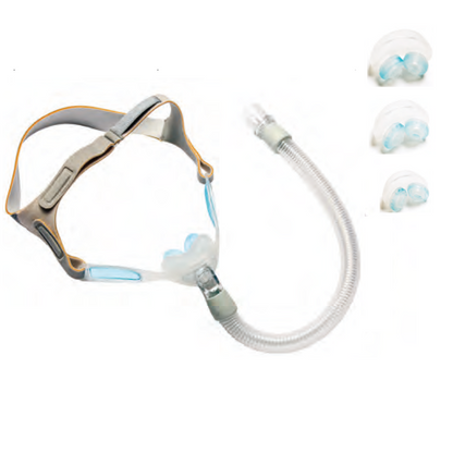 Philips Respironics Nuance Pro Gel Pillow Nasenkissenmaske (mit Ausatemventil, Gelpolsterrahmen und Kopfband)